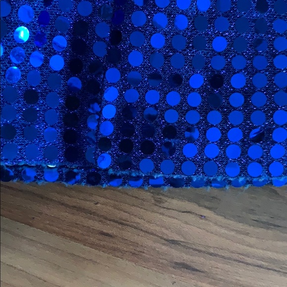 Long Cobalt Blue Sequin Dress Dramatic Slit - Picture 12 of 12